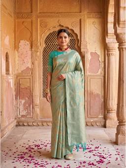 Mimosa - Turquoise Art Silk Banarasi Zari Woven Saree