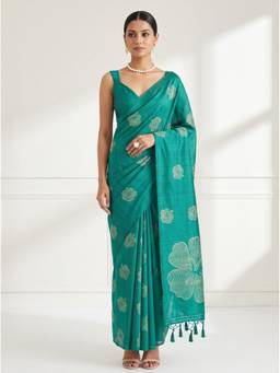 Mimosa - Turquoise Linen Bhagalpuri Zari Woven Design Saree