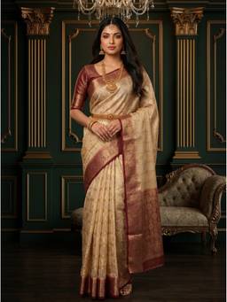Mimosa - Beige Art Silk Banarasi Zari Woven Design Saree