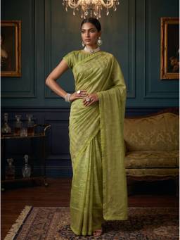 Mimosa - Green Tissue Banarasi Embroidered Saree