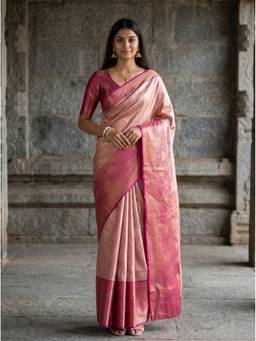 Mimosa - Pink Art Silk Banarasi Zari Woven Design Saree