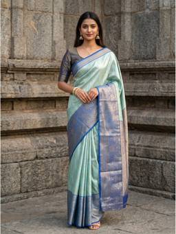 Mimosa - Turquoise Art Silk Banarasi Zari Woven Design Saree