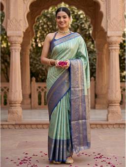 Mimosa - Turquoise Art Silk Banarasi Zari Woven Design Saree