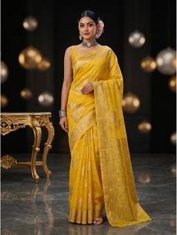 Mimosa - Yellow Art Silk Banarasi Saree