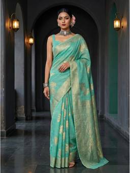 Mimosa - Turquoise Art Silk Banarasi Saree