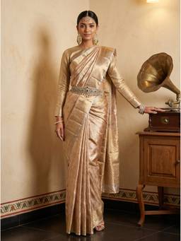 Mimosa - Beige Art Silk Banarasi Zari Woven Design Saree
