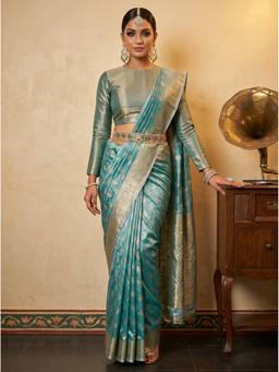 Mimosa - Turquoise Art Silk Banarasi Zari Woven Design Saree