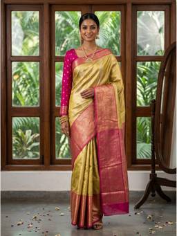 Mimosa - Yellow Art Silk Banarasi Zari Woven Design Saree