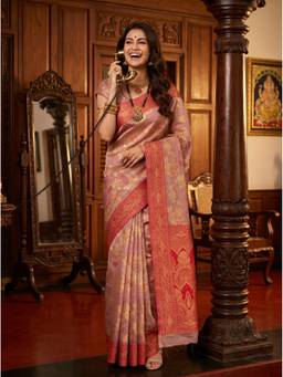 Mimosa - Pink Art Silk Banarasi Zari Woven Design Saree