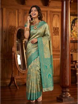 Mimosa - Turquoise Art Silk Banarasi Zari Woven Design Saree