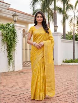Mimosa - Yellow Art Silk Banarasi Zari Woven Design Saree