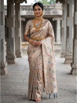 Mimosa - Grey Art Silk Banarasi Saree
