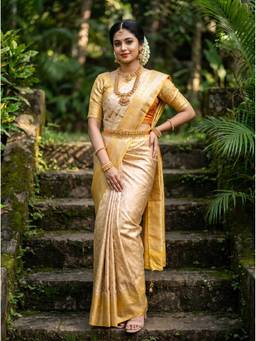 Mimosa - Beige Art Silk Kanjivaram Saree