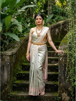 Mimosa - Grey Art Silk Kanjivaram Saree