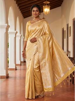 Mimosa - Beige Art Silk Kanjivaram Saree
