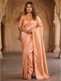 Mimosa - Orange Art Silk Kanjivaram Saree