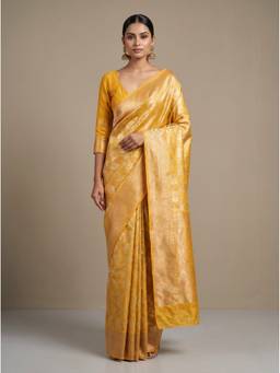 Mimosa - Yellow Art Silk Kanjivaram Saree