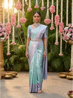 Mimosa - Turquoise Women's Art Silk Kanjivaram Saree