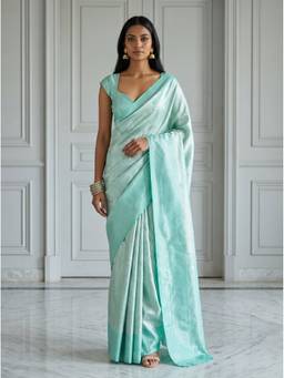 Mimosa - Turquoise Women's Art Silk Kanjivaram Saree