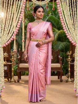 Mimosa - Pink Women's Art Silk Kanjivaram Saree