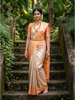 Mimosa - Beige Women's Art Silk Kanjivaram Saree