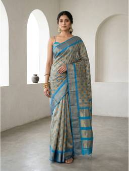 Mimosa - Turquoise Women's Art Silk Banarasi Saree