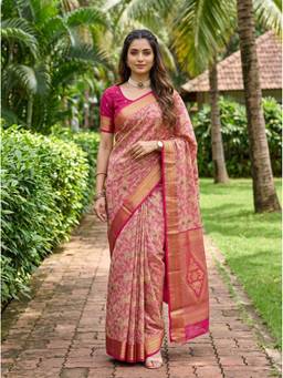 Mimosa - Pink Art Silk Banarasi Zari Woven Design Saree