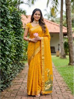 Mimosa - Yellow Art Silk Banarasi Zari Woven Design Saree