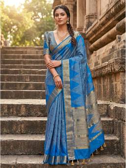 Mimosa - Blue Women's Art Silk Banarasi Saree