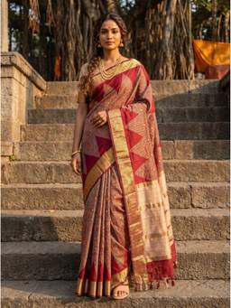 Mimosa - Maroon Women's Art Silk Banarasi Saree