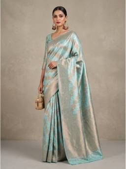 Mimosa - Turquoise Women's Art Silk Kanjivaram Saree