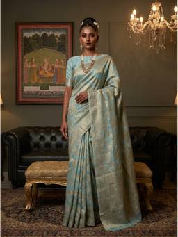 Mimosa - Turquoise Women's Art Silk Banarasi Saree