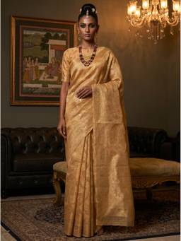 Mimosa - Beige Women's Art Silk Banarasi Saree