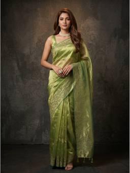 Mimosa - Green Tissue Banarasi Embroidered Saree