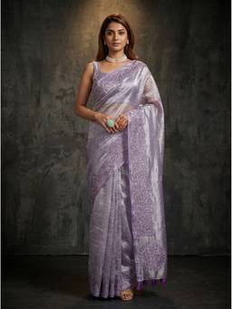 Mimosa - Purple Tissue Banarasi Embroidered Saree