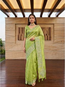 Mimosa - Green Tissue Banarasi Embroidered Saree