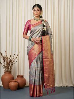 Mimosa - Turquoise Art Silk Kanjivaram Zari Woven Design Saree