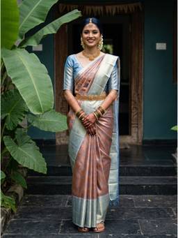 Mimosa - Brown Art Silk Kanjivaram Zari Woven Design Saree