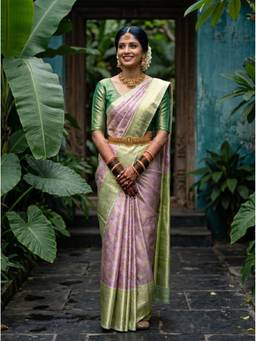 Mimosa - Pink Art Silk Kanjivaram Zari Woven Design Saree