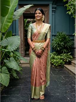 Mimosa - Beige Art Silk Kanjivaram Zari Woven Design Saree