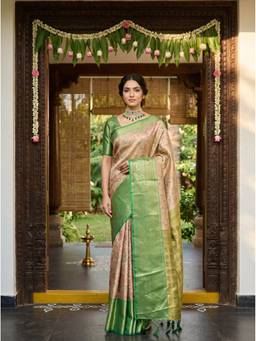 Mimosa - Beige Women's Art Silk Kanjivaram Saree