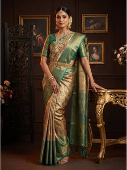 Mimosa - Beige Women's Art Silk Kanjivaram Saree