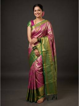 Mimosa - Pink Women's Art Silk Kanjivaram Saree