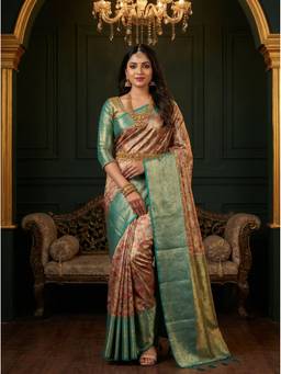 Mimosa - Beige Women's Art Silk Kanjivaram Saree