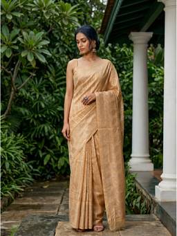 Mimosa - Beige Art Silk Banarasi Zari Woven Design Saree