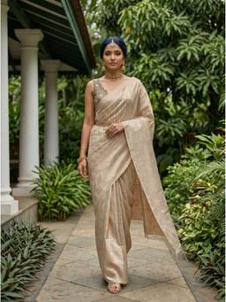 Mimosa - Beige Art Silk Banarasi Zari Woven Design Saree