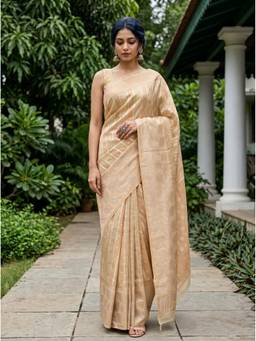 Mimosa - Beige Art Silk Banarasi Zari Woven Design Saree