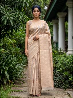 Mimosa - Beige Art Silk Banarasi Zari Woven Design Saree