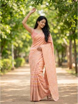 Mimosa - Beige Art Silk Banarasi Zari Woven Design Saree