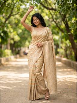 Mimosa - Beige Art Silk Banarasi Zari Woven Design Saree